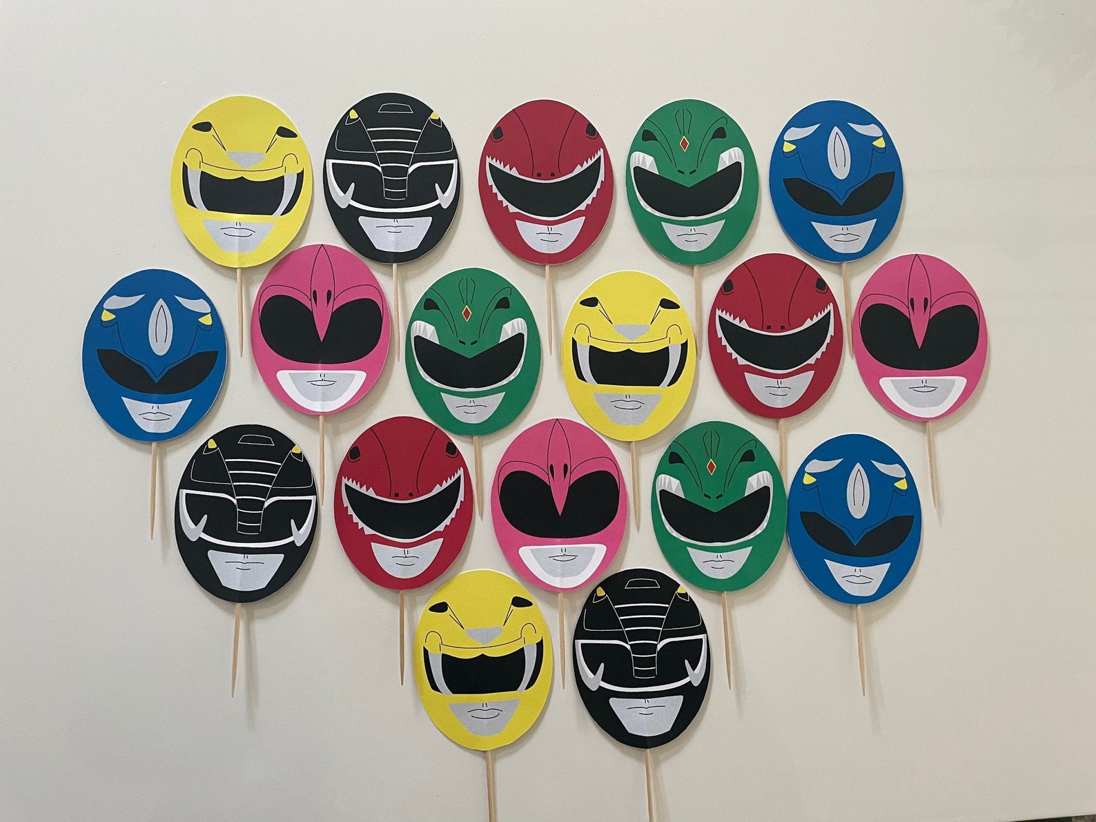 Power Rangers Cupcake toppers 12 double sided Mighty Etsy