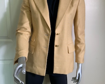 Rare Vintage Escada Yellow Pure Wool Gold Buttons Blazer Jacket/blazer Sz 34