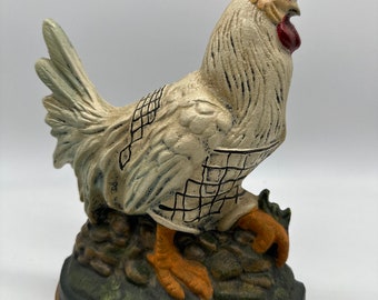 Vintage Cast Iron Rooster Door Stop Original Hand Painted Heavy Farmhouse Chic