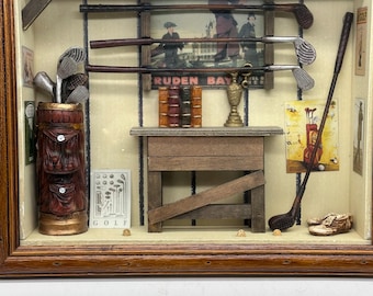 3D Vintage Golf Themed Shadow Box Golf History Wall Hanging Decor 13.5"×11.75"