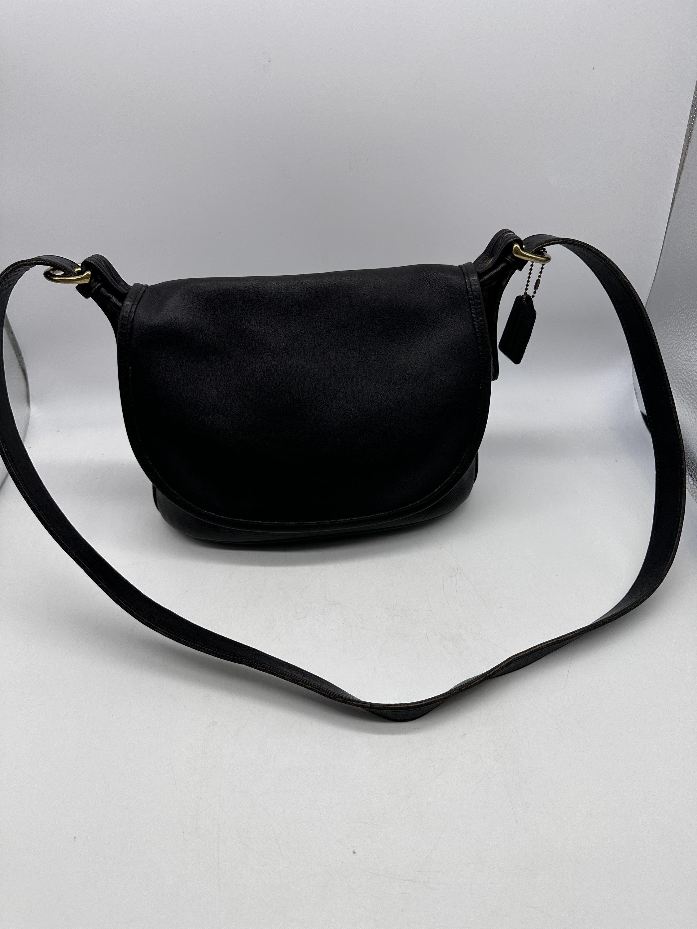 Vintage 1992 Coach Black Leather Fletcher Flap Shoulder Bag 4150 Etsy Canada