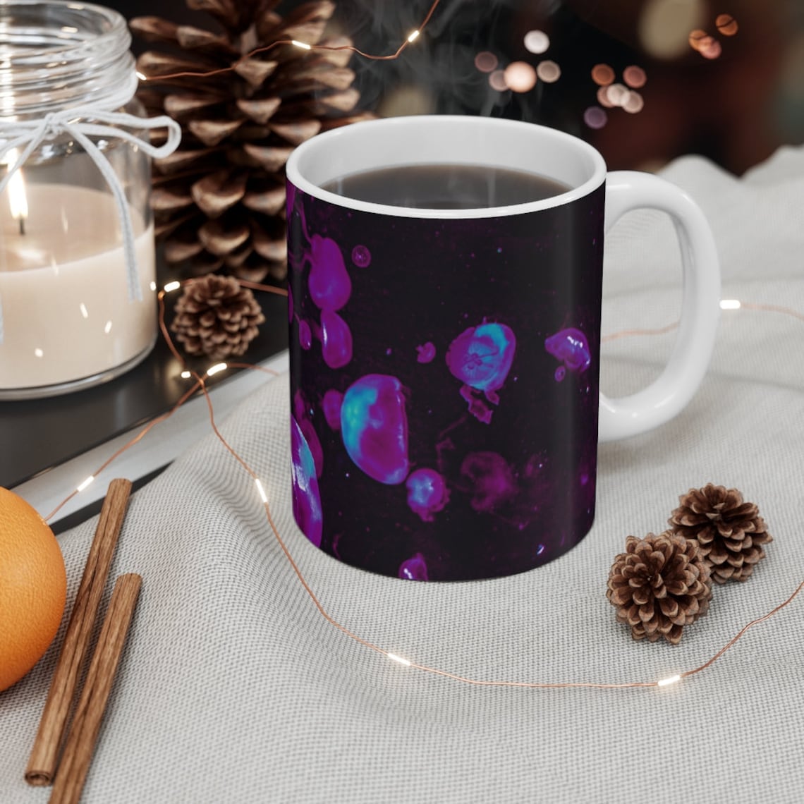 Purple Jellyfish Mug 11oz Marine Biology Artsy Underwater