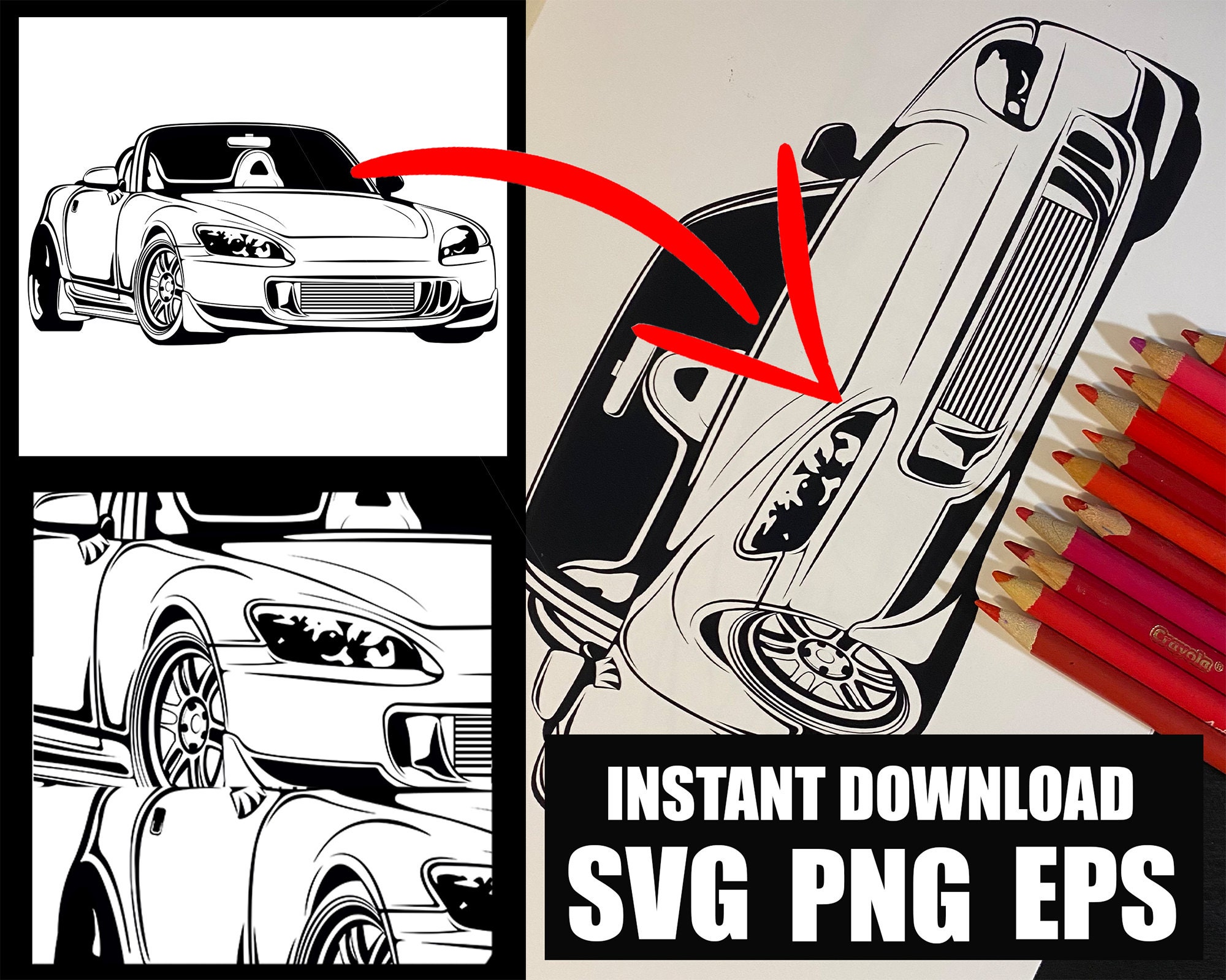 Honda S2000 SVG PNG EPS Honda S2000 Printable Honda S2000 | Etsy