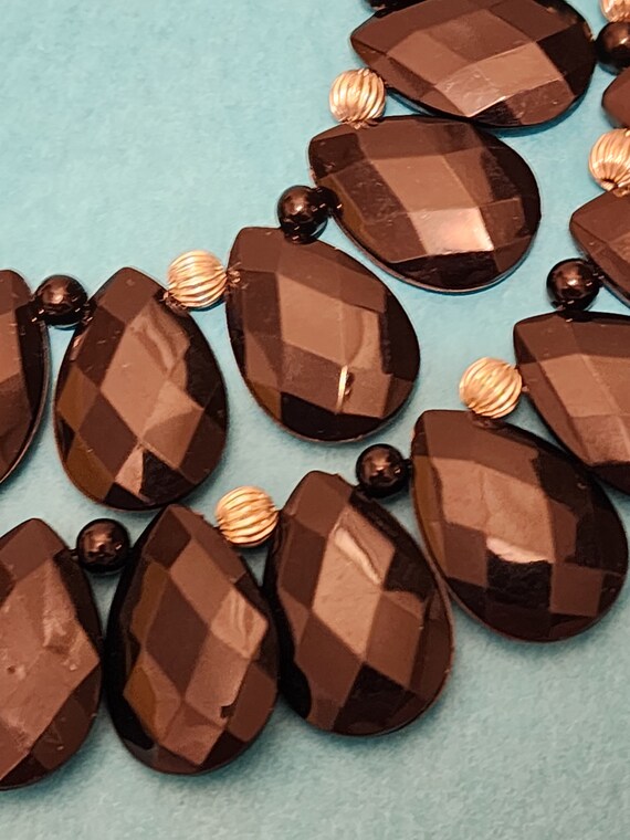 Black Waterdrop Double Layer Bib Statement Neckla… - image 2