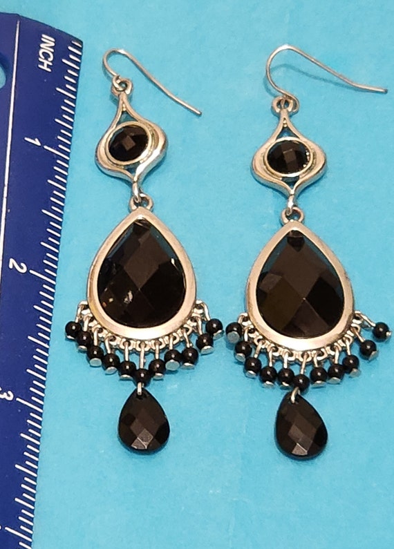 Black Waterdrop Double Layer Bib Statement Neckla… - image 3
