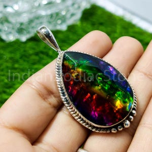 Handgjort Aurora Opal 925 Sterling Silver Hänge, Droppformade Smycken