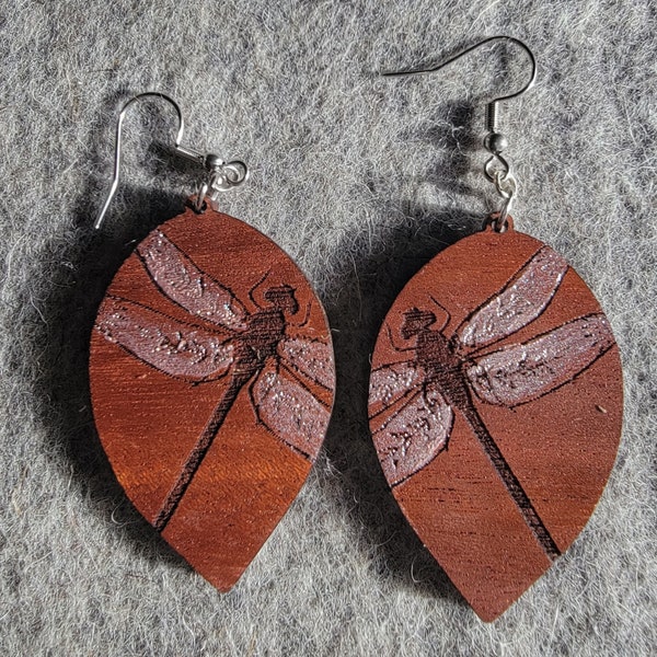 Dragonfly wood Earrings