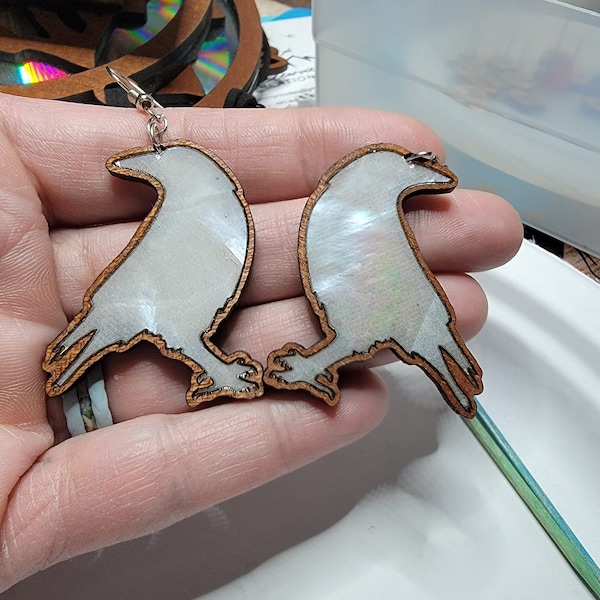 White Raven Earrings