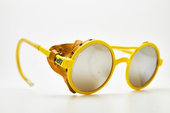 Vintage Man SunGlasses MARTI Yellow Round Silver … - image 4