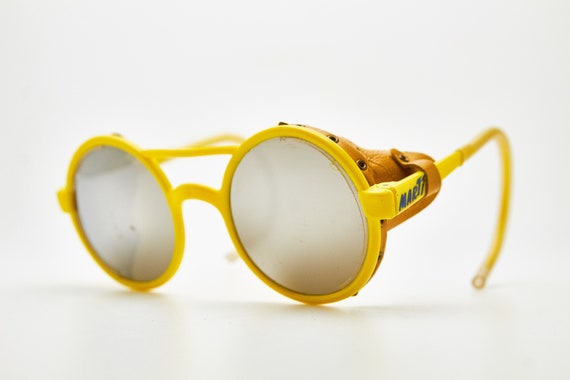 Vintage Man SunGlasses MARTI Yellow Round Silver … - image 2