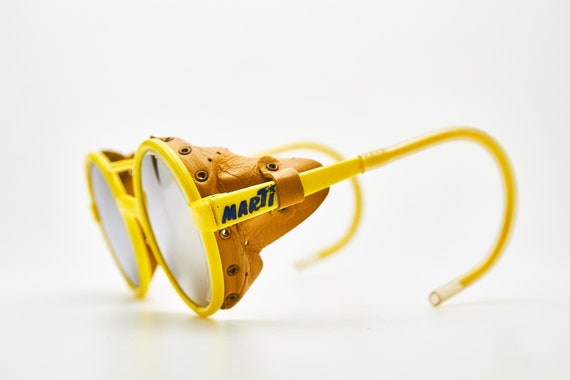 Vintage Man SunGlasses MARTI Yellow Round Silver … - image 3