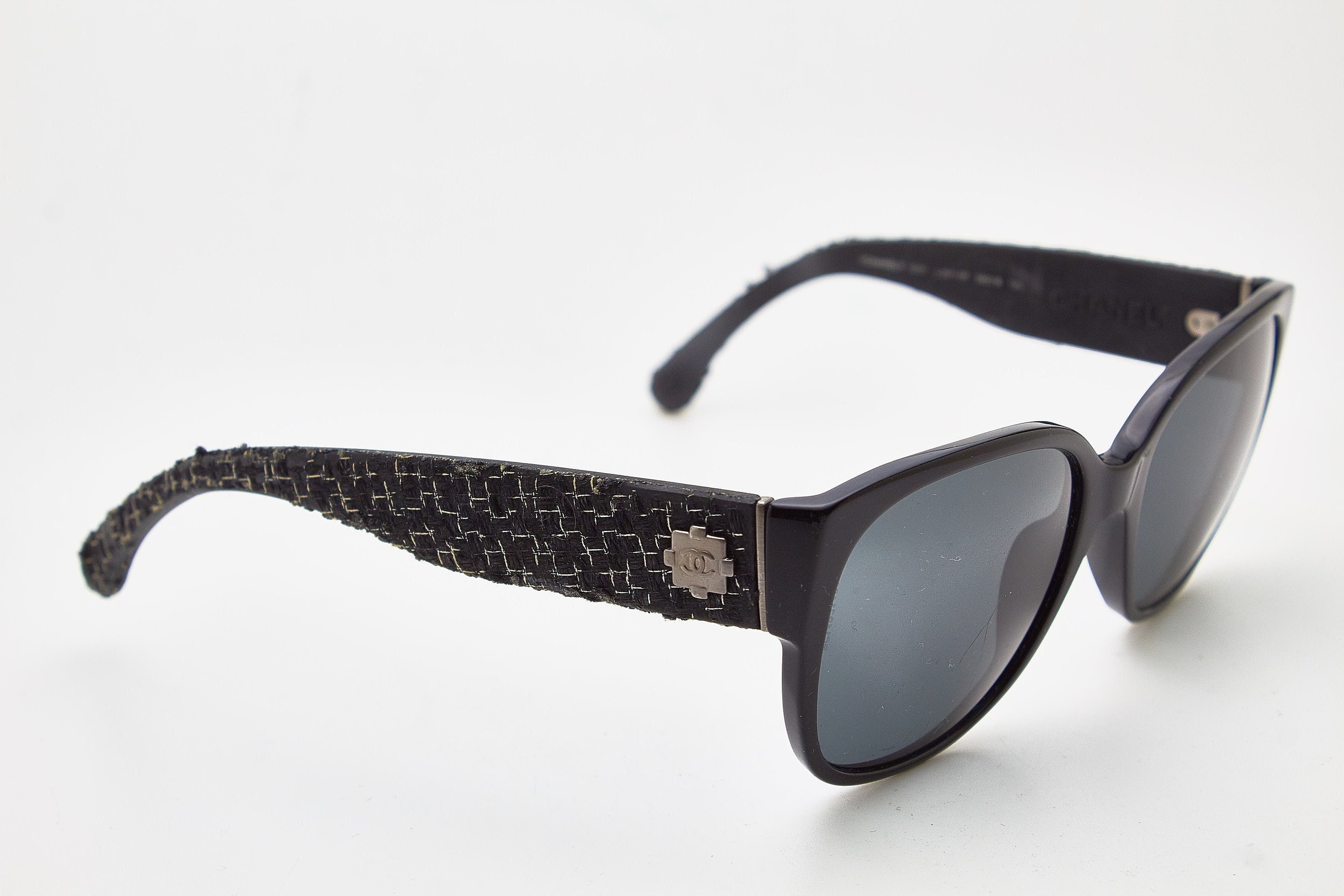 CHANEL, Accessories, Chanel Tweed Black Sunglasses 5237