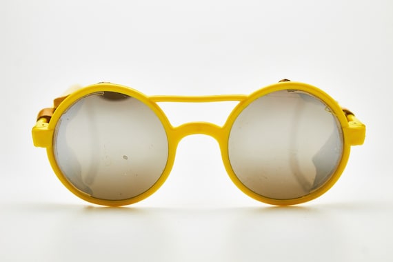 Vintage Man SunGlasses MARTI Yellow Round Silver … - image 1