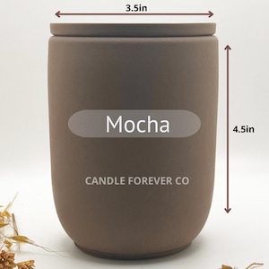 Mocha 15 oz Hand-made Cement Jar | Concrete Candle Vessel With Lid | Wholesale Planter