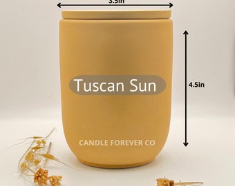 Tuscan Sun 15 oz Hand-made Cement Jar | Concrete Candle Vessel With Lid | Wholesale Planter