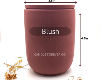 Blush 15 oz Hand-made Cement Jar  | Concrete Candle Vessel With Lid | Wholesale Planter