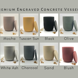 Engraved Personalized Large Hand-made Cement Jar 15 oz | Custom Concrete Candle Vessel With Lid | Wholesale Planter