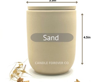 Sand 15 oz Hand-made Cement Jar | Concrete Candle Vessel With Lid | Wholesale Planter