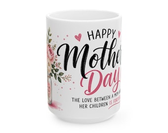Bloemenmok Happy Mothers Day | Keramische mok voor Moederdag