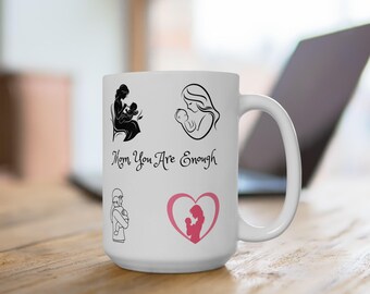 mok met silhouetten van het moederschap | Keramische koffiekop voor moeder en baby