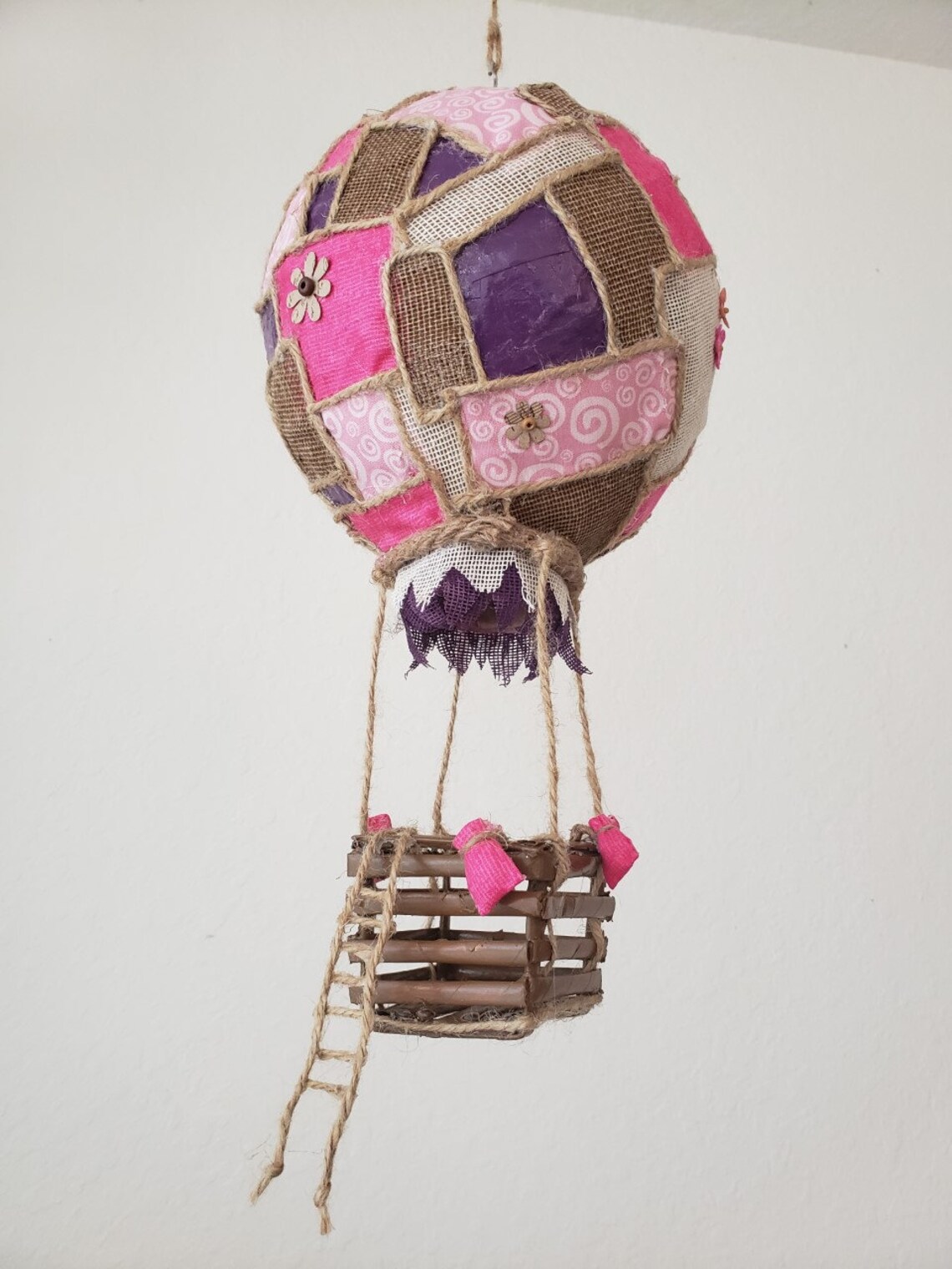 Hanging Hot Air Balloon Handmade Nursery Decoration Baby Etsy