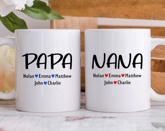 Nana Papa Mug Set, Nana Papa Matching Gifts, Personalized Nana Papa Mug Gifts, Nana and Papa Gift, Grandpa and Grandma Matching Mug Set