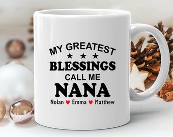 Personalized Nana Mug with Grandkids Names, Custom Nana Gift, Nana Coffee Mug, Nana Christmas Gift, Grandma Mug, Kids Names Gift, Nana Gifts