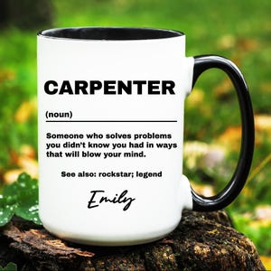 Carpenter Gift, Personalized Carpenter Mug, Custom Gifts for Carpenter, Carpenter Coffee Cup