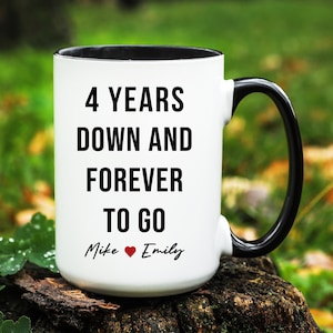 4 Year Anniversary Gift, Personalized 4th Anniversary Mug, Custom 4th Wedding Anniversary Gifts, 4th Anniversary Gift for Him and Her