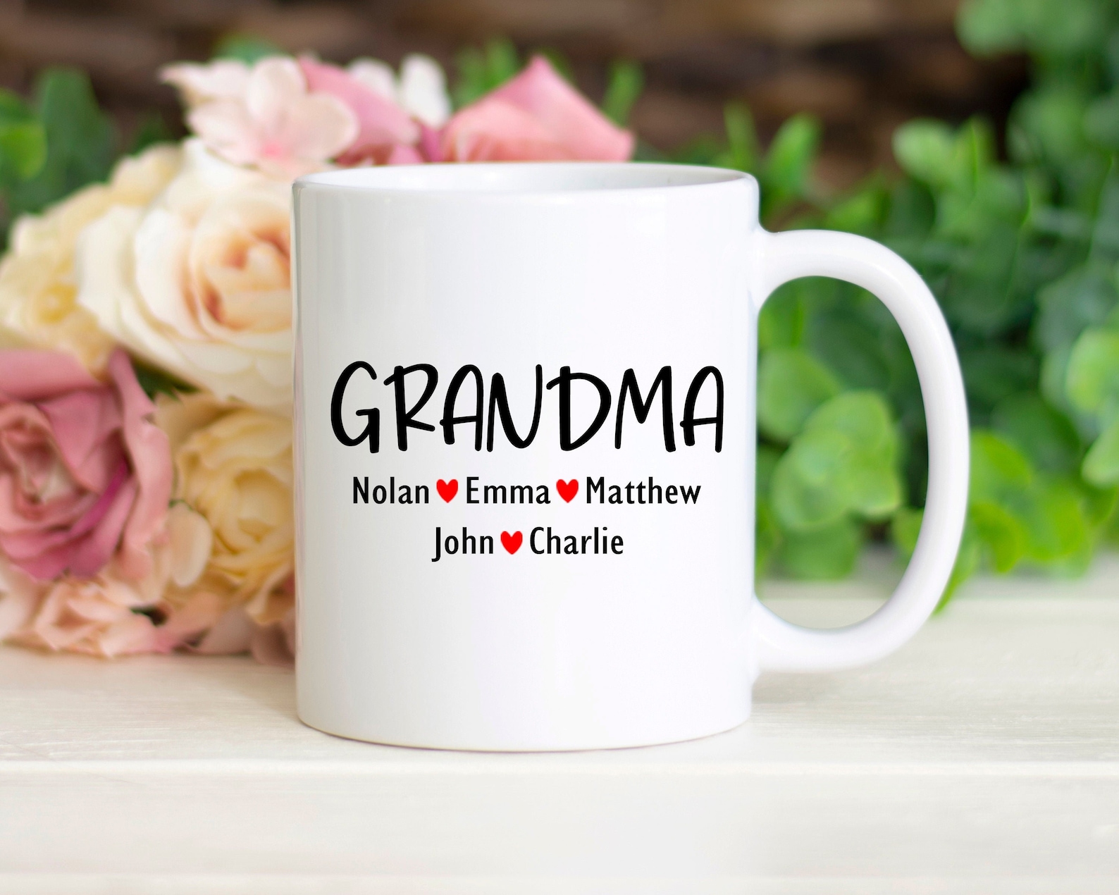 Grandma Mug With Grandkids Names Personalized Grandma Gift Etsy