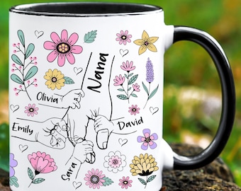 Nana Mug with Grandkids Names, Personalized Nana Gift, Grandma Coffee Mug, Mothers Day 2025 Gift