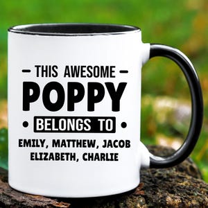 Custom Poppy Mug With Kids Names, Fathers Day Gift For Poppy, Poppy Mug, Gift for Poppy