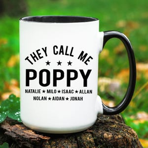 Personalized Poppy Mug for Fathers Day, Custom Poppy Coffee Mug, Fathers Day Gift for Poppy, Poppy Gift from Grandkids, Poppy Gift