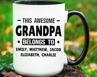 Custom Grandpa Mug with Grandkids Names, Personalized Father's Day Gift for Grandpa, Customized Grandpa Mug with Grandchildren Names
