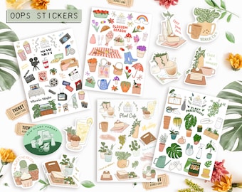 OOPS Stickers + Sticker Sheets, Houseplants, Indoor Plants, Cute Cafe Pastry, Movie Cinema, Self Care, Bullet Journal Planner Mini Stickers