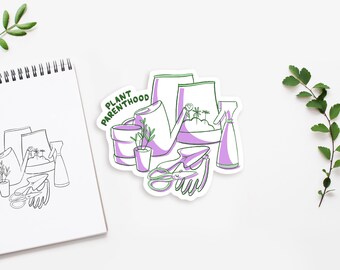 Autocollant Plant Parenthood, Plant Parent Supplies, Autocollant résistant à l’eau imperméable, Fun Houseplant Indoor Plants Water Bottle Laptop Decal