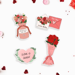 Love Is Sweet Sticker, Valentine&#39;s Day Stickers, Special Water Resistant Sticker, Fun Cute Pink Water Bottle Sticker, Love Note Laptop Decal