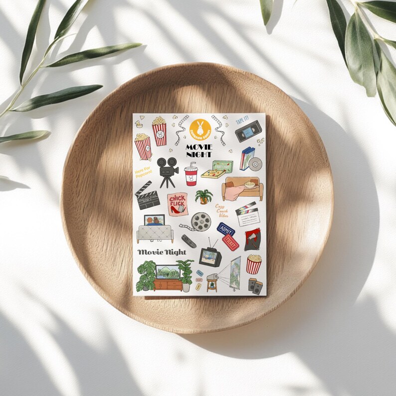 Digital Download | Printable Stickers | Movie Time Cinema Sticker Sheet ...