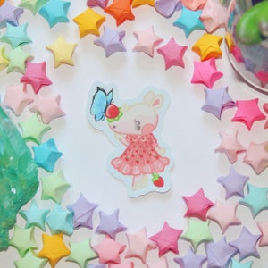 Kawaii Mignon Merengue Animal Crossing New Horizons Robe Fraise Bleu Empereur Papillon Autocollants ACNH Fanart