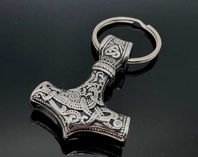Thors Hammer Keyring Mjolnir Stainless Steel Keychain Etsy