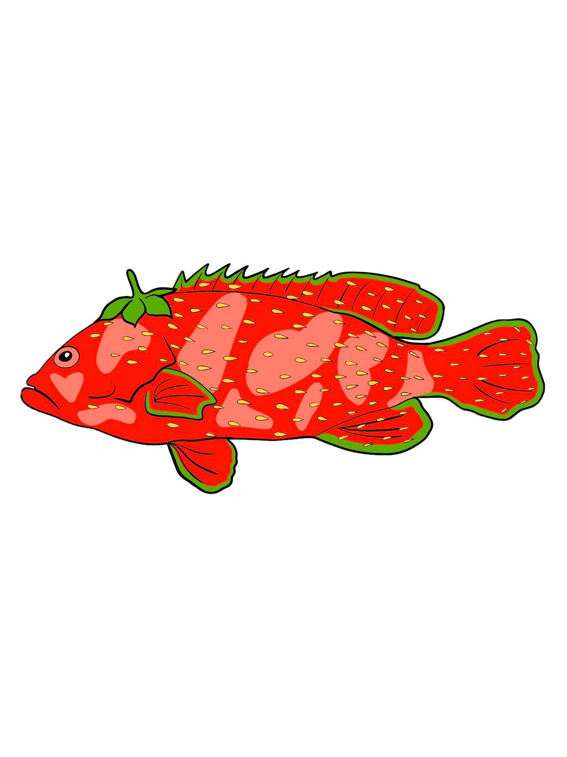 Strawberry Grouper / Red Hind Print SVG, PNG File Fish Pun Etsy