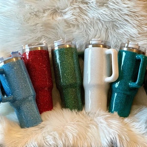 40oz tumbler with handle| glitter tumbler with handle |40oz dupe tumbler