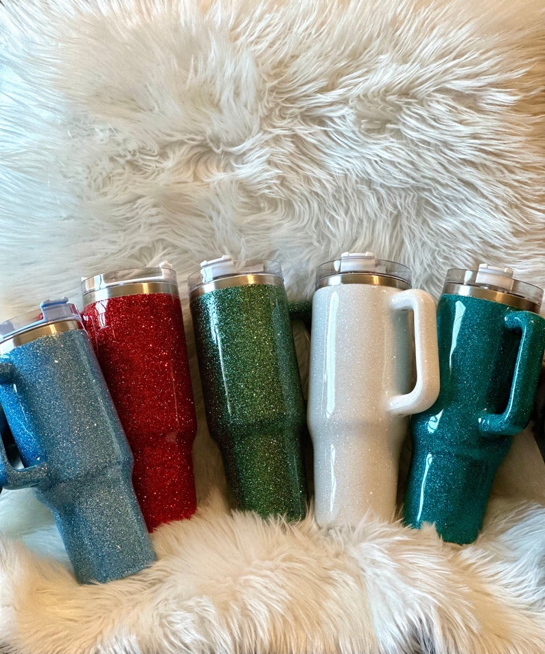40oz Tumbler With Handle Glitter Tumbler With Handle 40oz Etsy