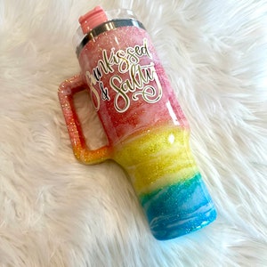 40 oz summer tumbler with handle| sunkissed tunbler|40oz spring tumbler