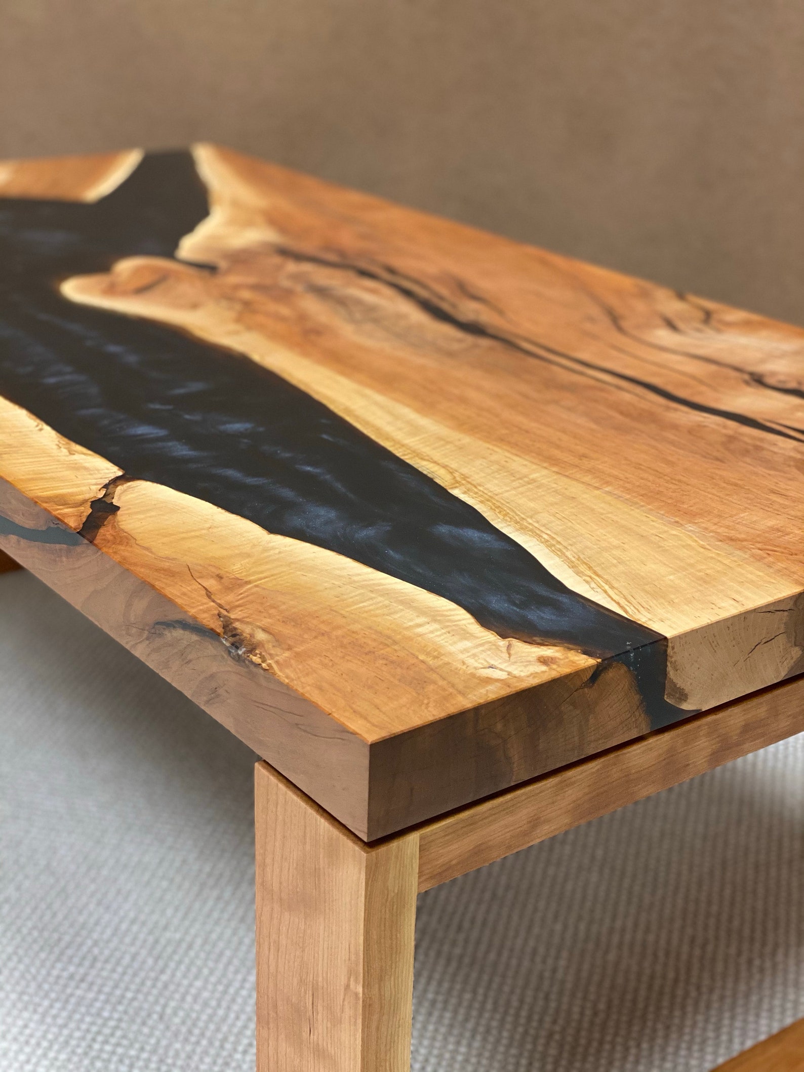 Rectangular Epoxy Resin Apple Wood Coffee Table Unique | Etsy