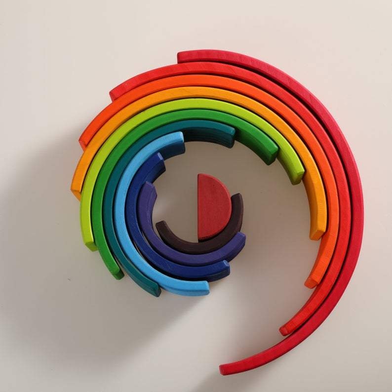 12 Pcs Large Wooden Rainbow Stacking Blocks in Primary Colors Etsy