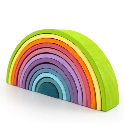 wooden rainbow blocks pastel