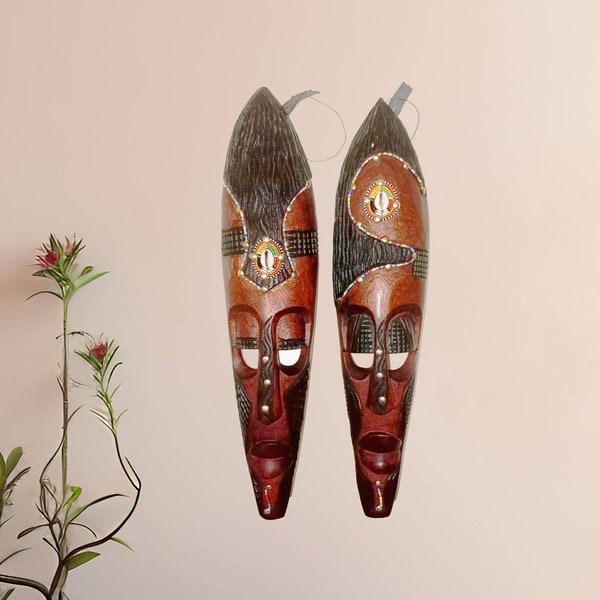 African Wall Masks, Wooden Wall Hanging, Wall Decor, African Wall Art, African Gifts