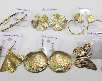 6 Brass Earrings, African earrings, Brass Earring, African Brass Earrings, Gift Earrings