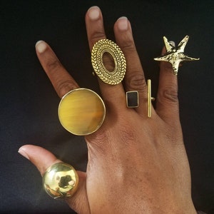 5 Adjustable Brass Rings, Gifts for Women, African Brass Rings